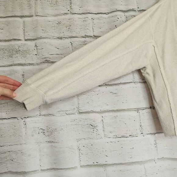 Aerie Womens Cream V-Neck French Terry Crop Long Sleeve Sweatshirt Size Small - Picture 5 of 9